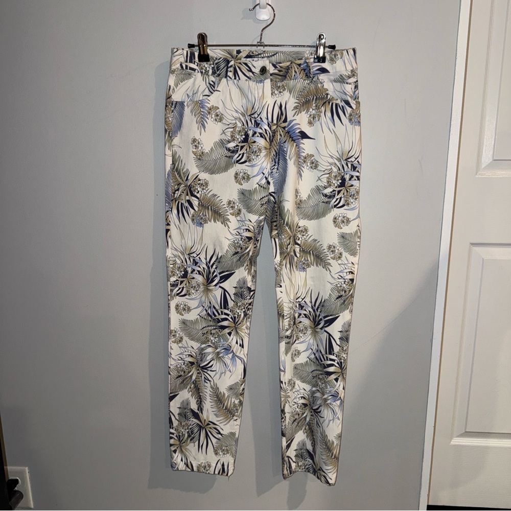Gigi Moda Tropical Floral Pants Size Large Resort‎ Vacation Cruise Stretch